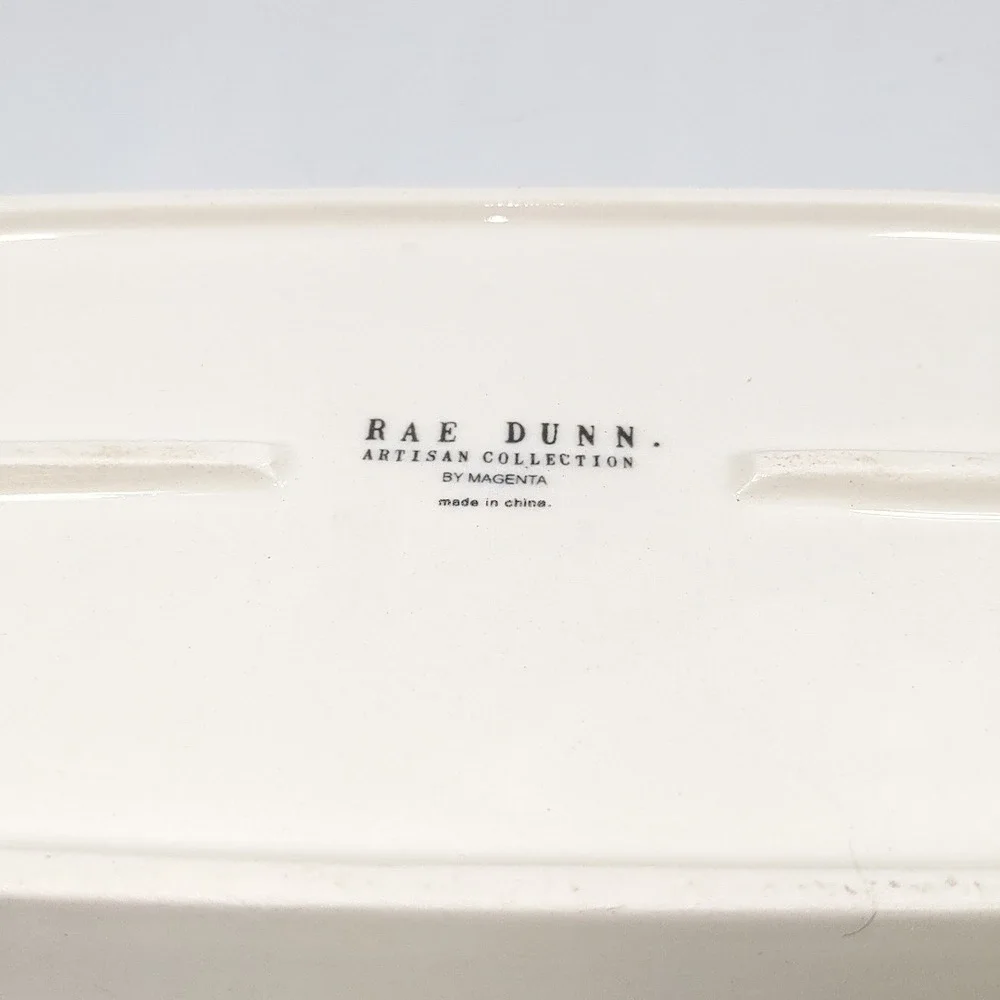 Rae Dunn Artisan Collection Magenta Cream Ceramic Oblong Serving Platter Tray14